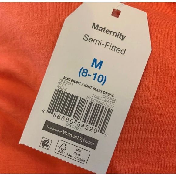 Time and Tru‎ Women's Med Maternity Knit Maxi Dress Color Coral Fire Size Medium - Picture 5 of 6